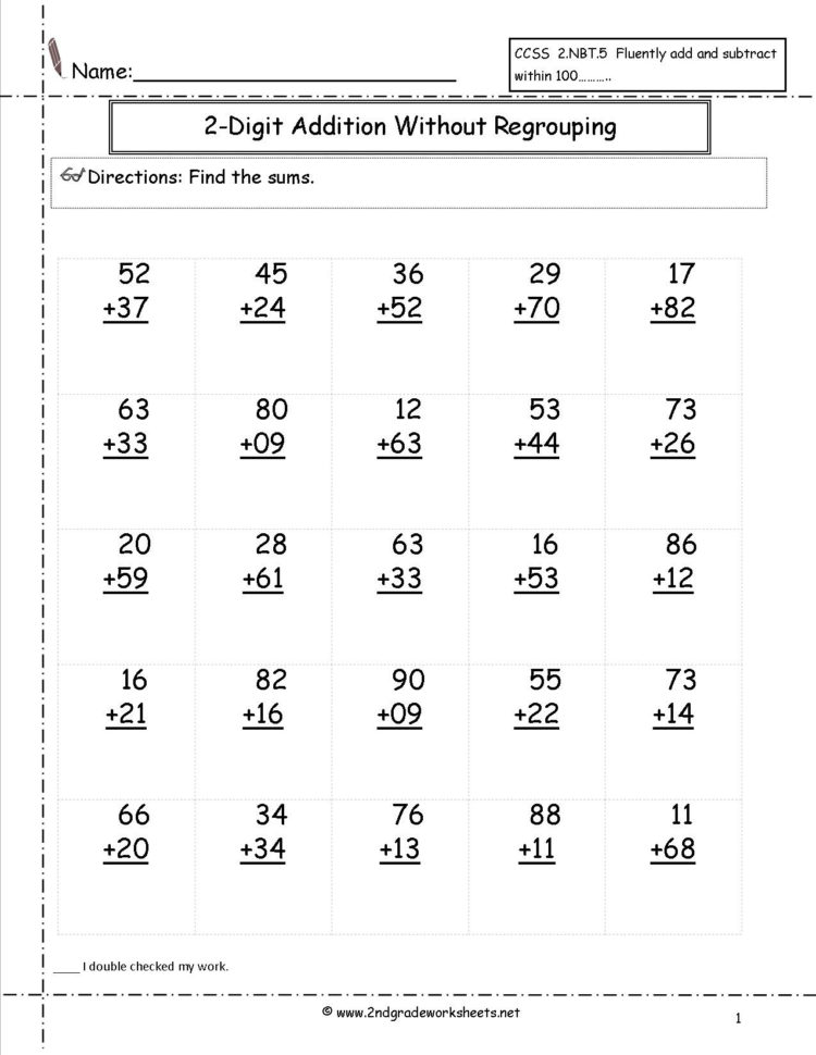 Two Digit Addition Worksheets