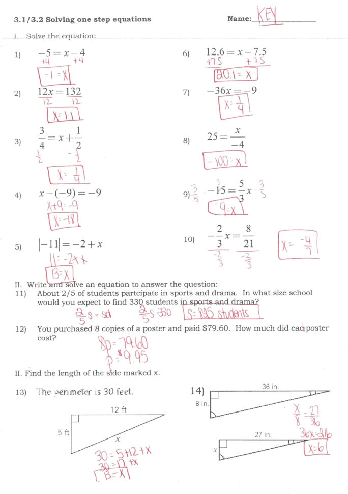 Two Step Equation Word Problems Worksheet Math Full Size Of