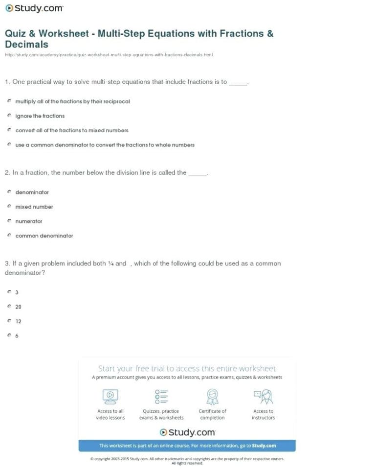Two Step Equation Worksheets Pdf Math – Diucpcclub