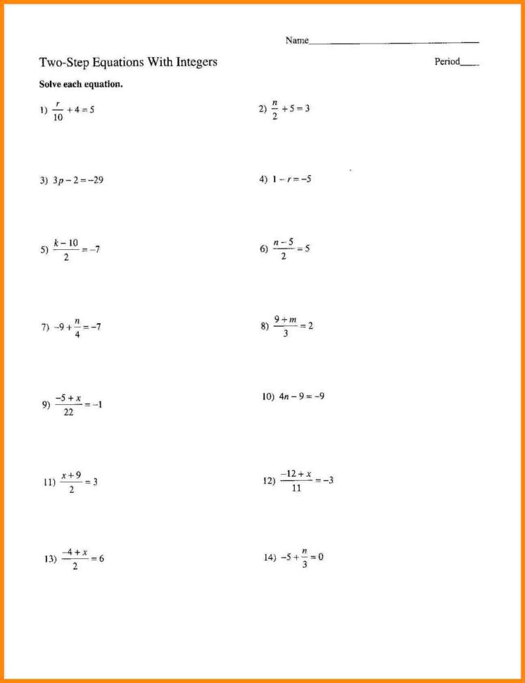 Two Step Equations Worksheet Answers Graphing Linear