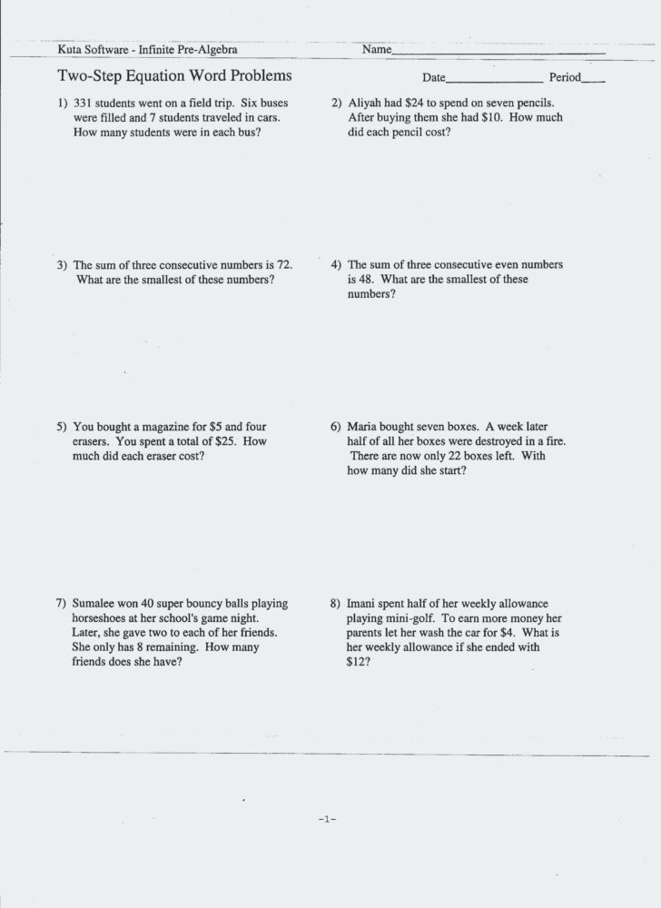 2 Step Equations Worksheet 2 Step Equations Worksheet