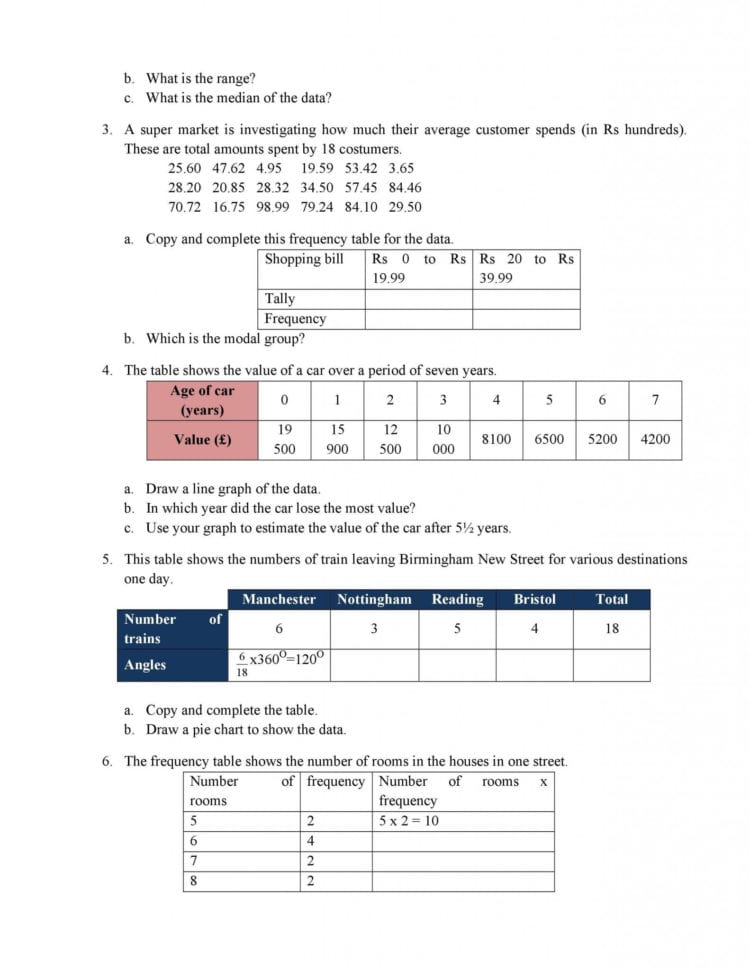 Two Y Frequency Table Worksheet Answers