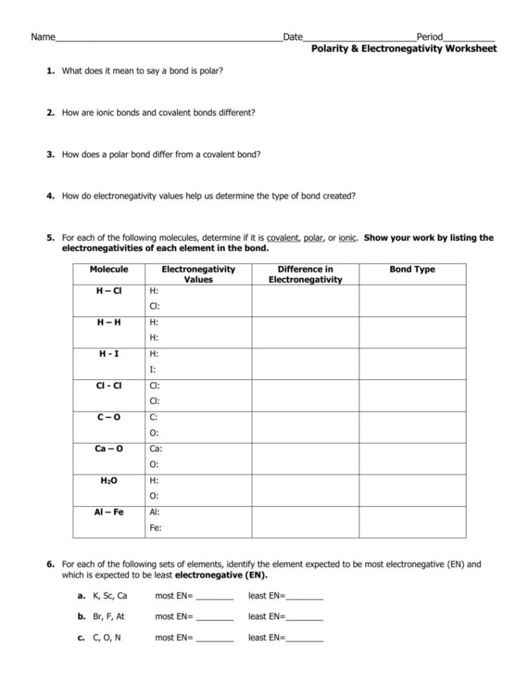Types Of Bonds Worksheet  Soccerphysicsonline