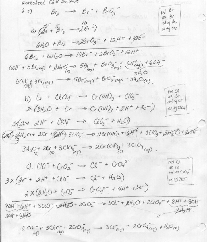 Chemical Reaction Review Answer Key