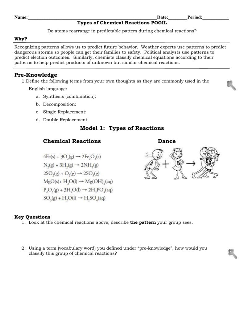 Types Of Chemical Reactions Worksheet Pogil db excel com