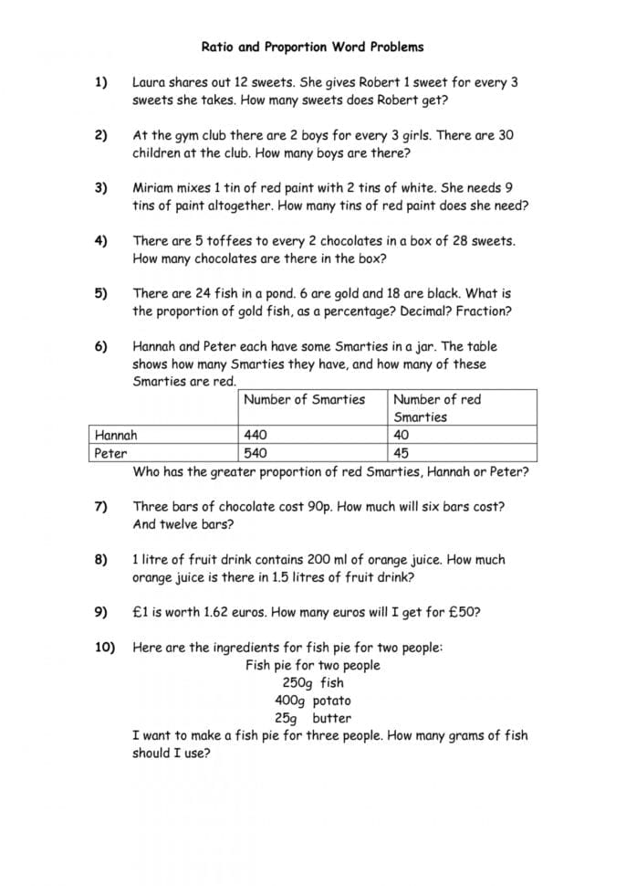 7th Grade Math Word Problems Printable Worksheets