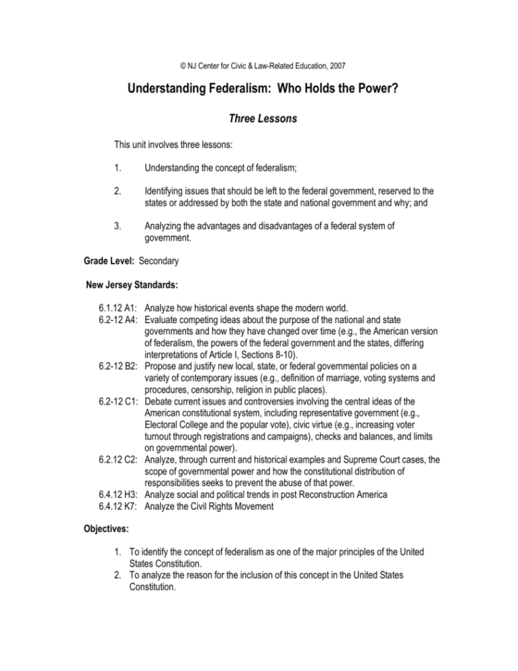 Understanding Federalism Who Holds The Power