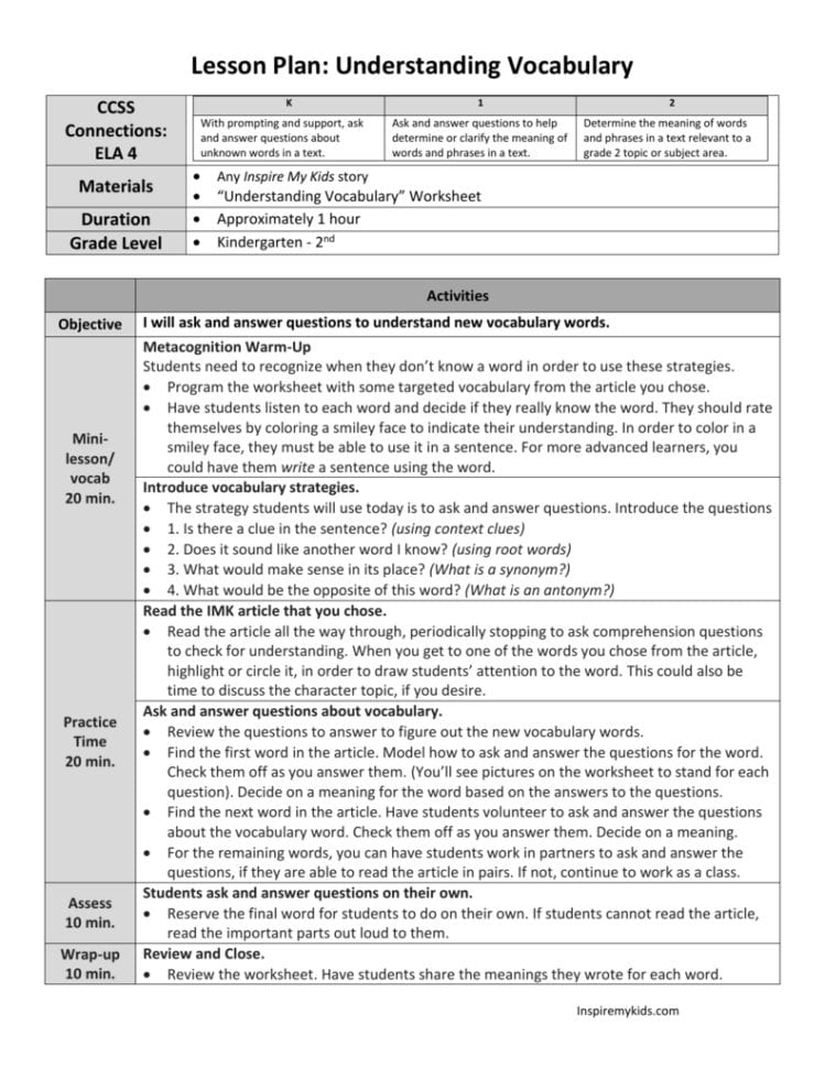 Understanding Vocabulary Grades K2 Ela Ri4