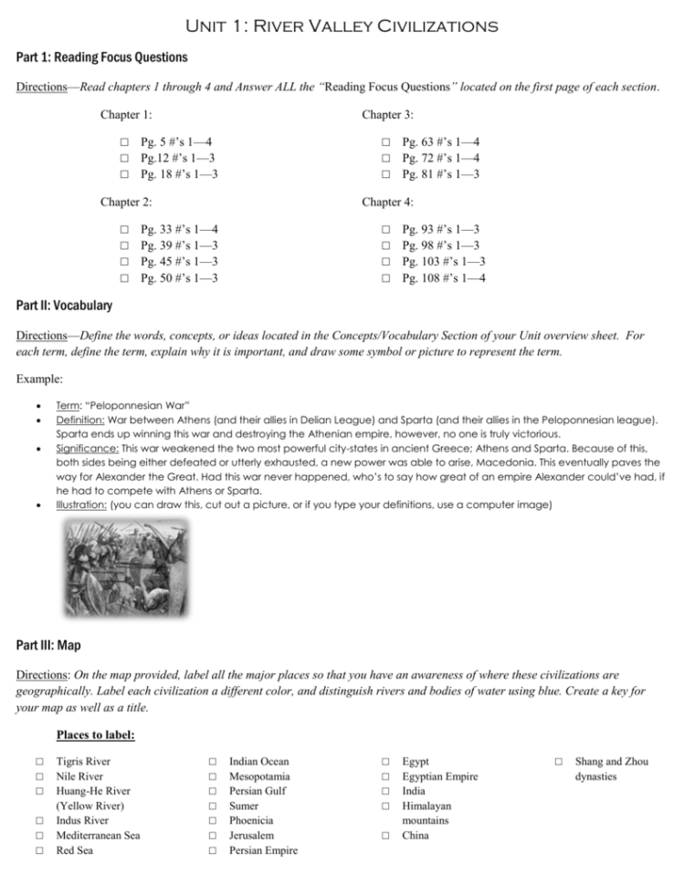 Unit 1 River Valley Civilizations Part 1 Reading Focus