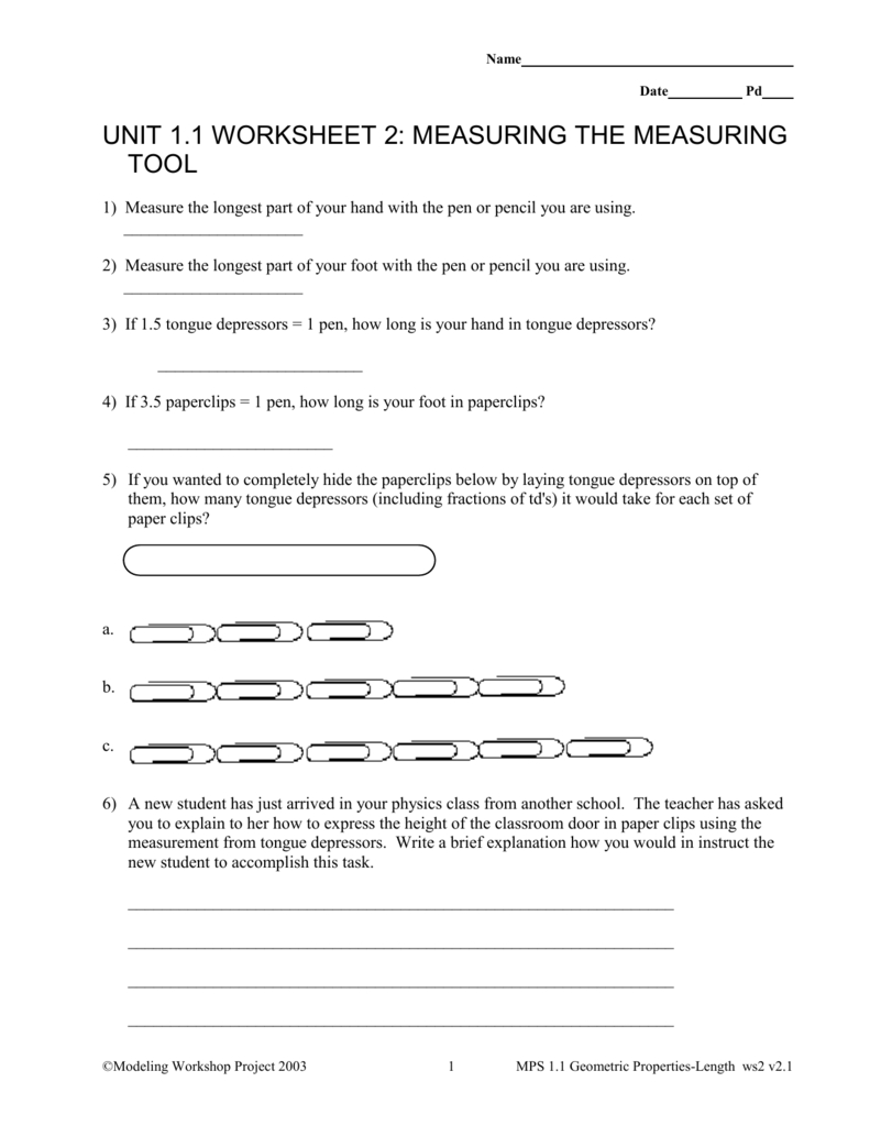 Unit 11 Worksheet 2 Measuring The Measuring Tool