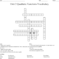 Unit 2 Quadratic Functionsvocabulary Crossword  Word