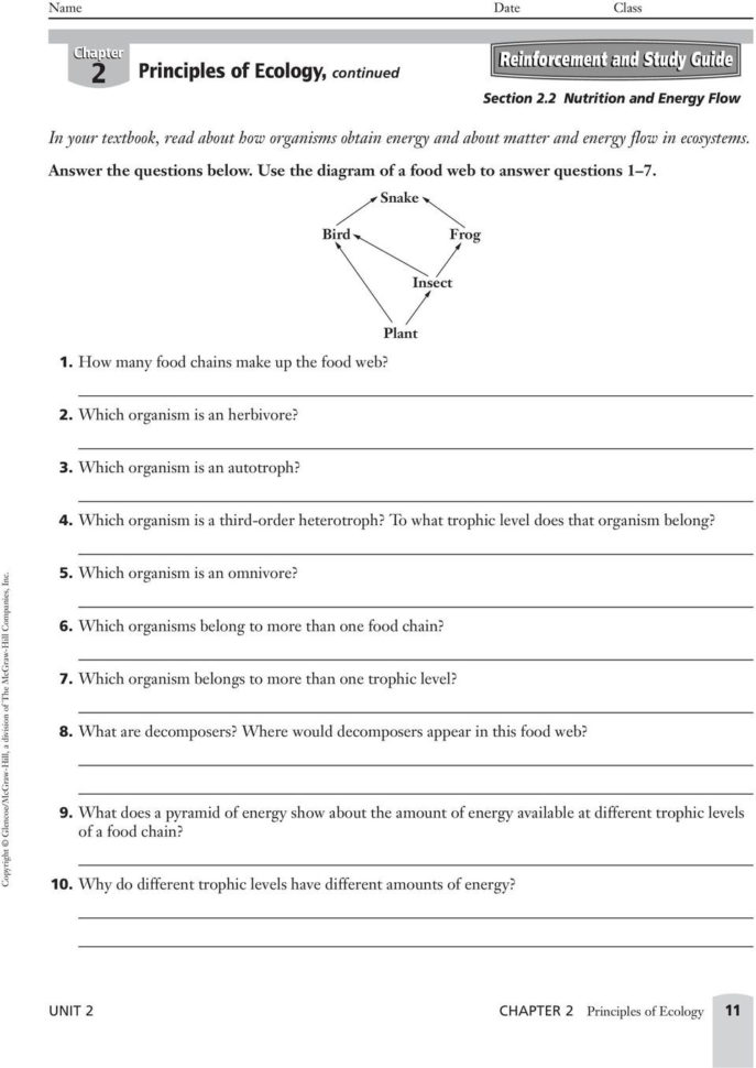 Chapter 2 Principles Of Ecology Worksheet Answers Db excel