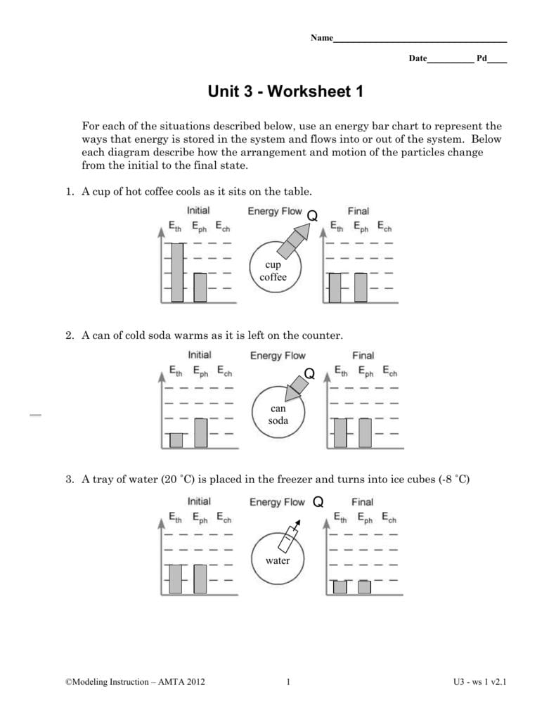 Unit 3  Worksheet 1