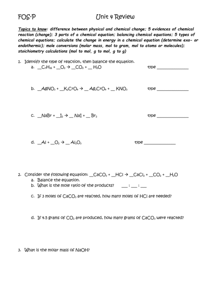 Unit 4 Study Guidereview Worksheet