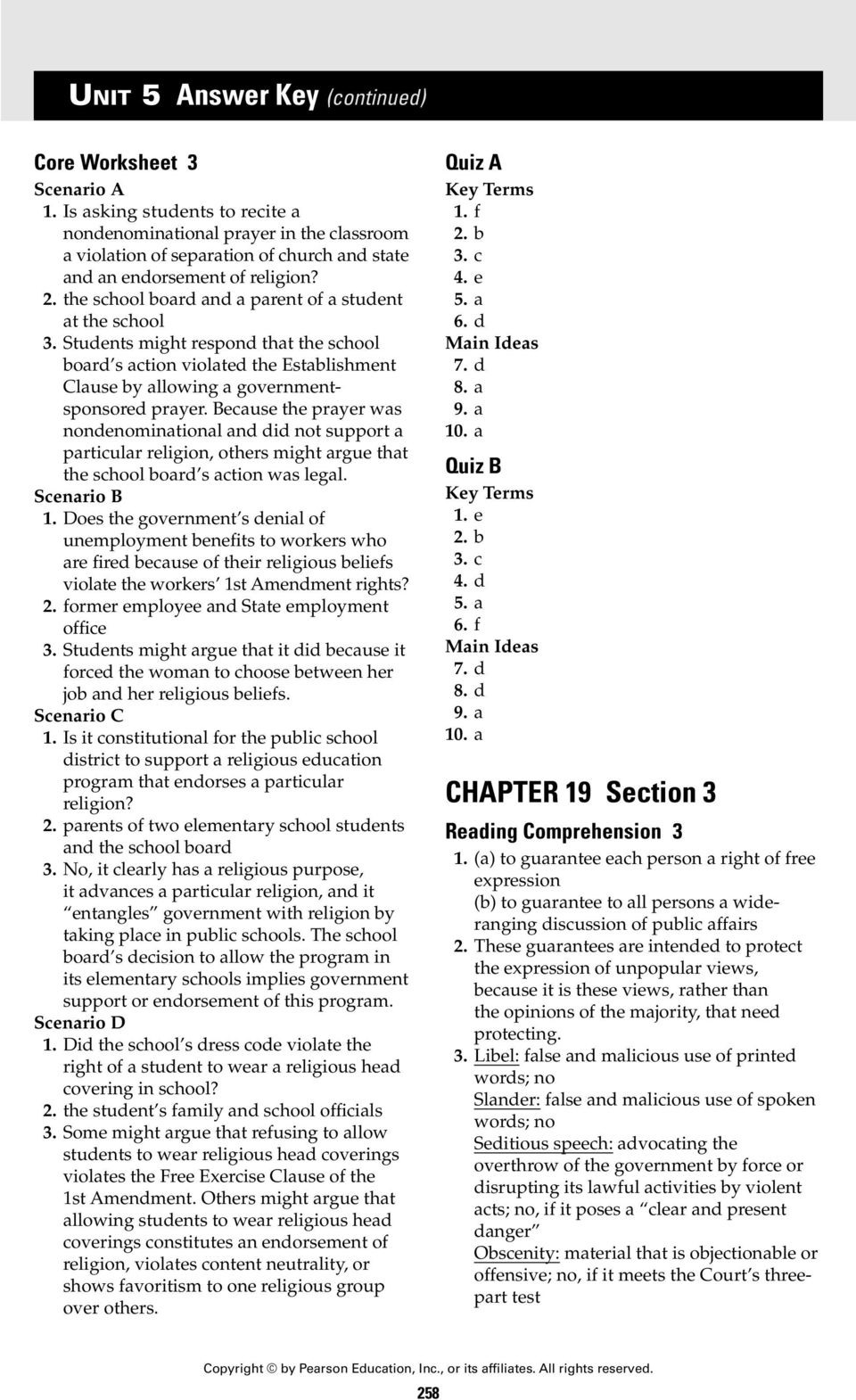 Unit 5 Answer Key Chapter 18 Chapter 18 Section 1  Pdf