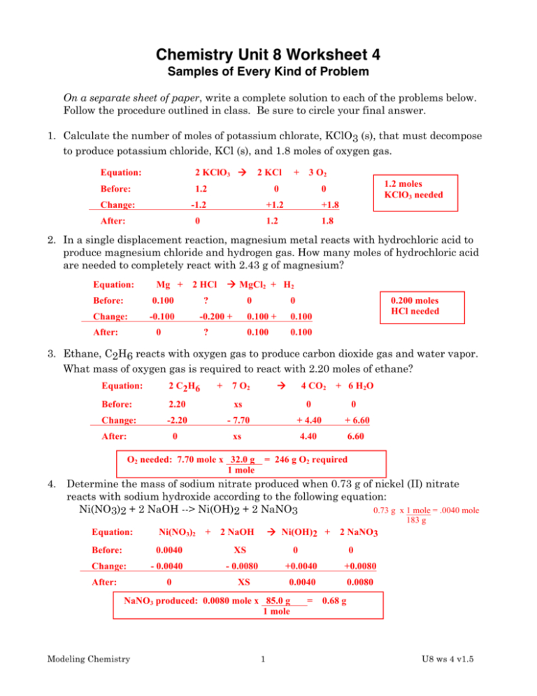 Solutions Worksheet Chemistry Answer Key