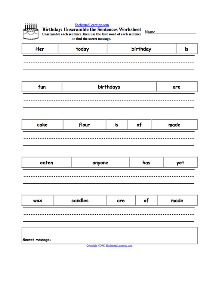 Simple Sentences Worksheet