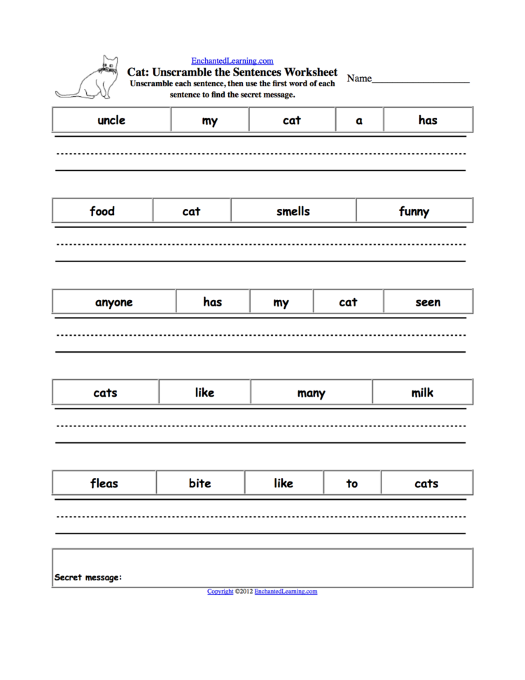 Unscramble The Sentences Worksheets  Enchantedlearning