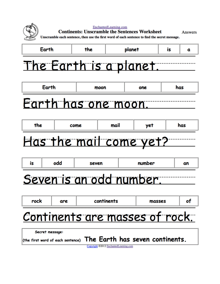 Unscramble The Sentences Worksheets  Enchantedlearning