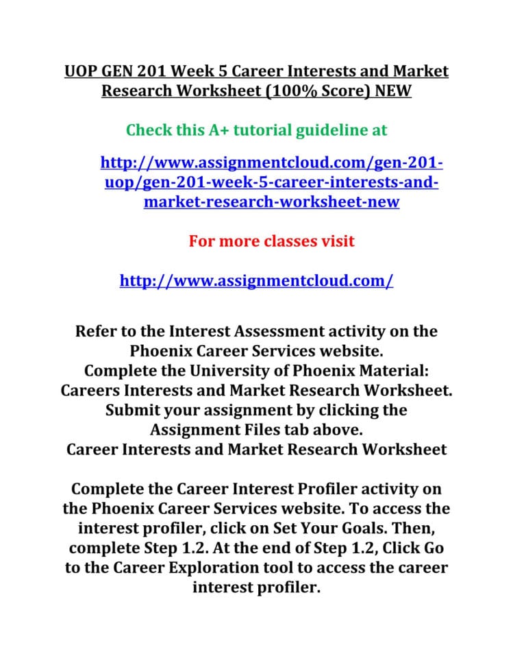 Uop Gen 201 Week 5 Career Interests And Market Research