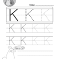 Uppercase Letter K Tracing Worksheet  Doozy Moo
