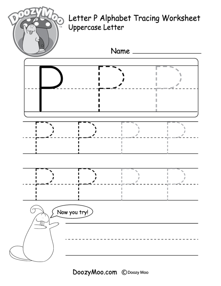 Uppercase Letter P Tracing Worksheet  Doozy Moo