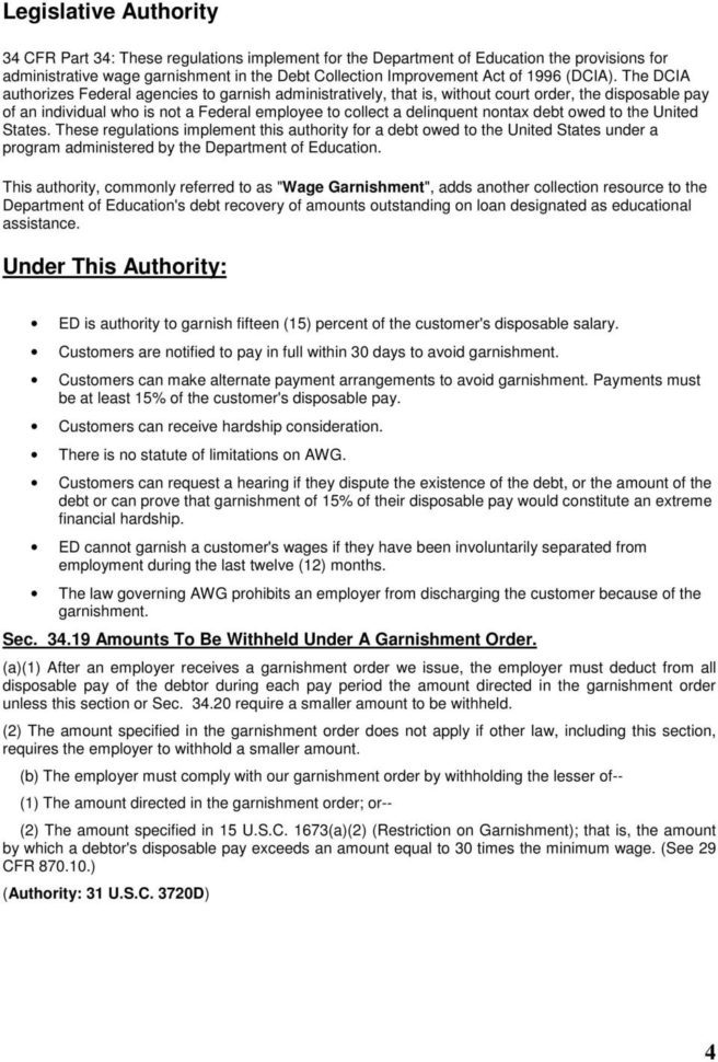 Us Department Of Education Employer S Garnishment Handbook