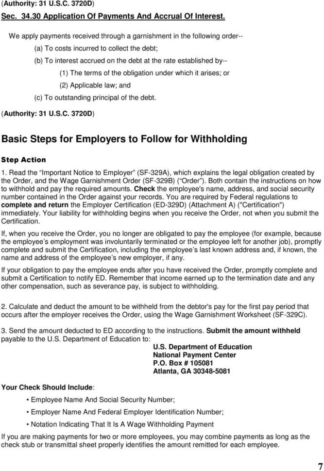 Us Department Of Education Employer S Garnishment Handbook