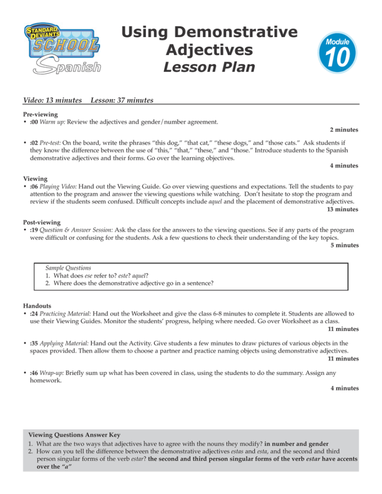 Using Demonstrative Adjectives