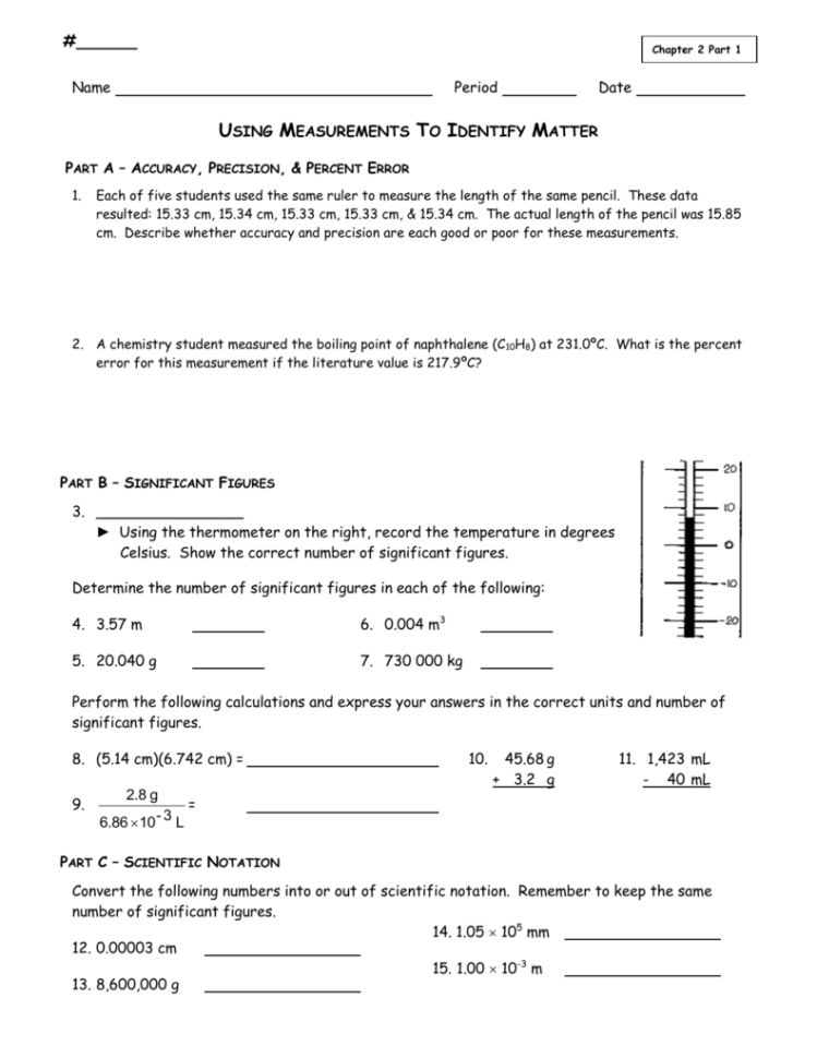 Accuracy And Precision Worksheet Answers
