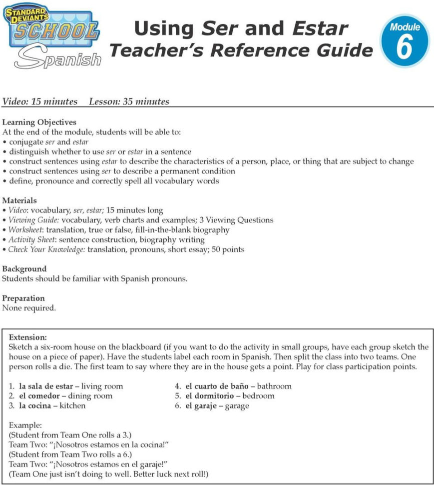 Using Ser And Estar Lesson Plan  Pdf Using Ser And Estar Lesson Plan  Pdf