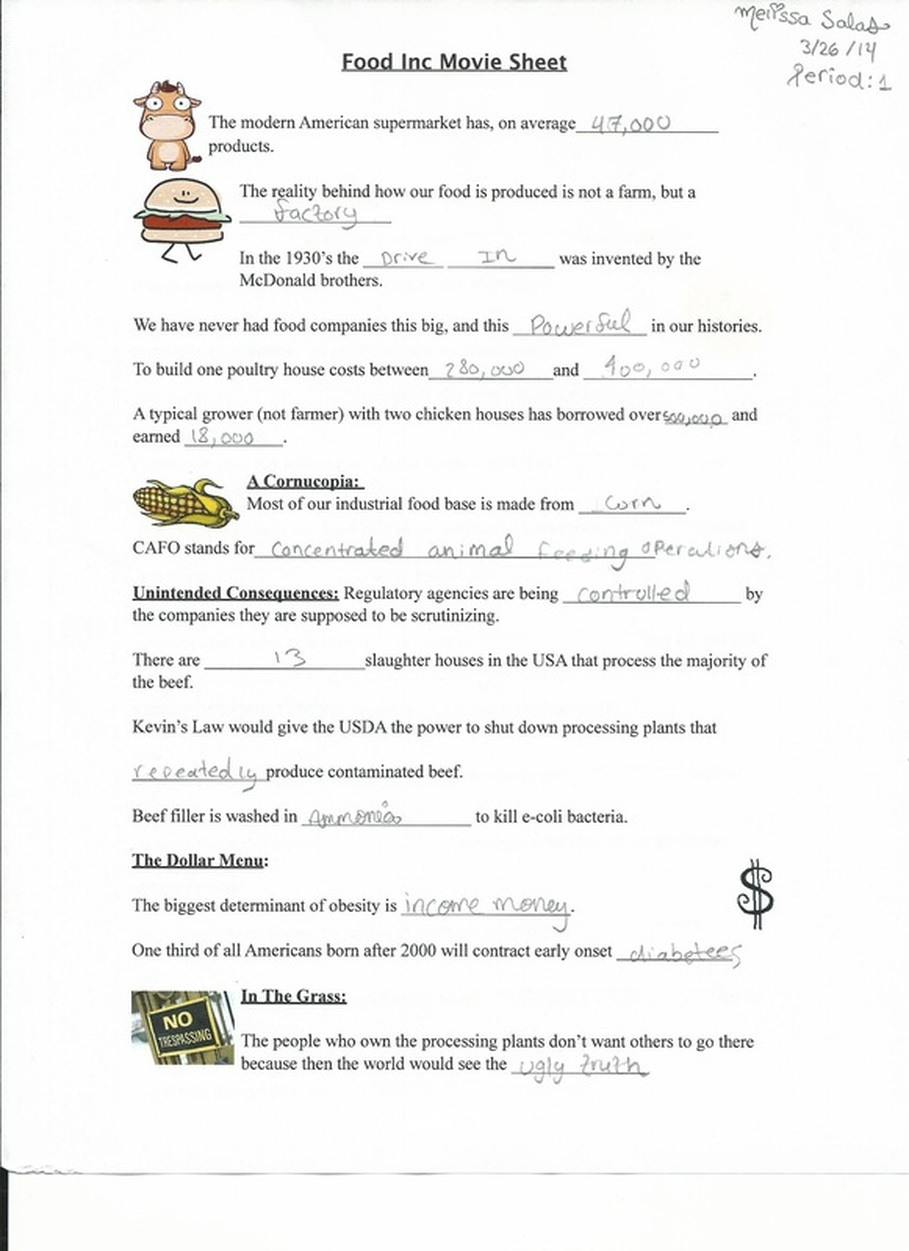 Food Inc Worksheet Answers