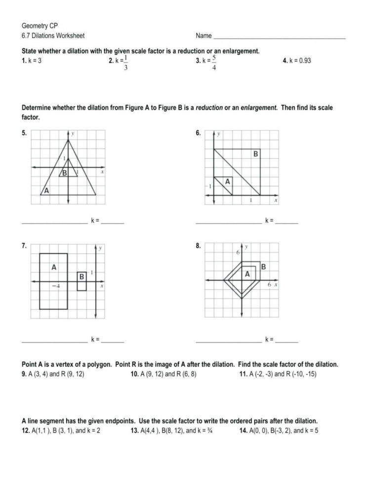 8th Grade Math Dilations Worksheets