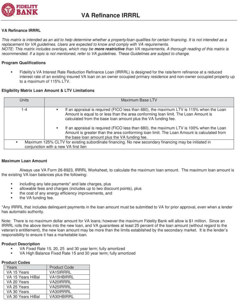 Va Refinance Irrrl Va Refinance Irrrl  Pdf
