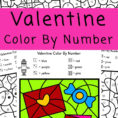 Valentine Colornumber Worksheets  Fun With Mama
