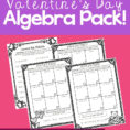 Valentine's Day Algebra Practice Pack Free