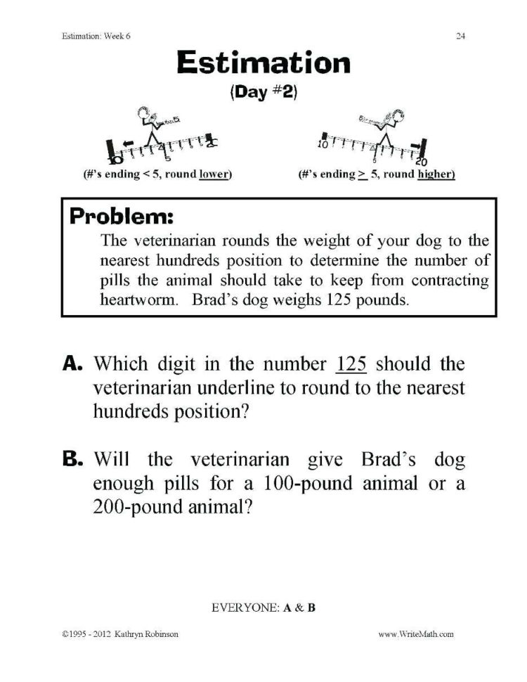 Value Common Number Digital Game Worksheet The Estimation