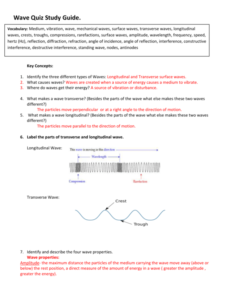 Waves Review Worksheet Answer Key Db excel