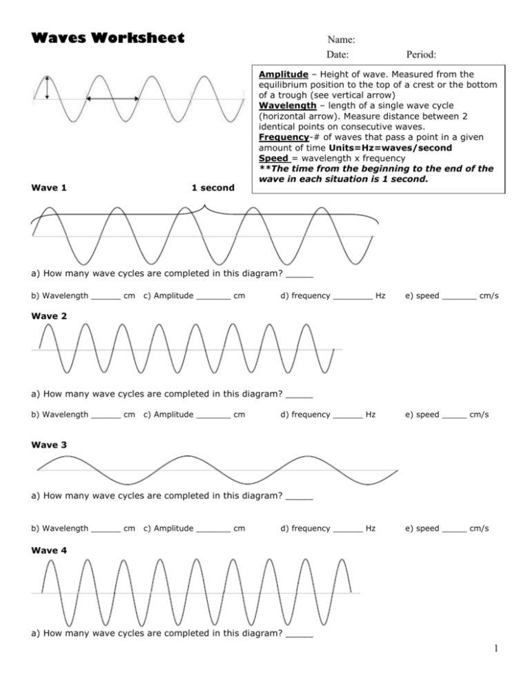 Waves Worksheet Answer Key Physics
