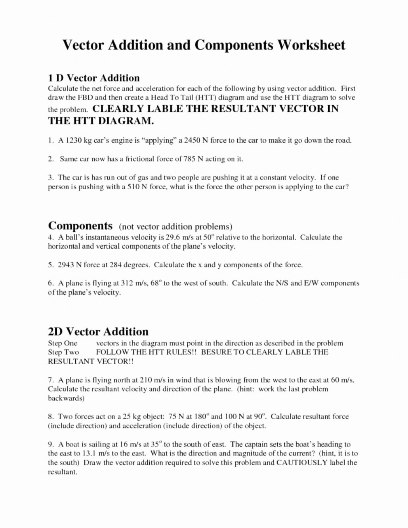 Vector Addition Worksheet Answers Best Of Vectors And