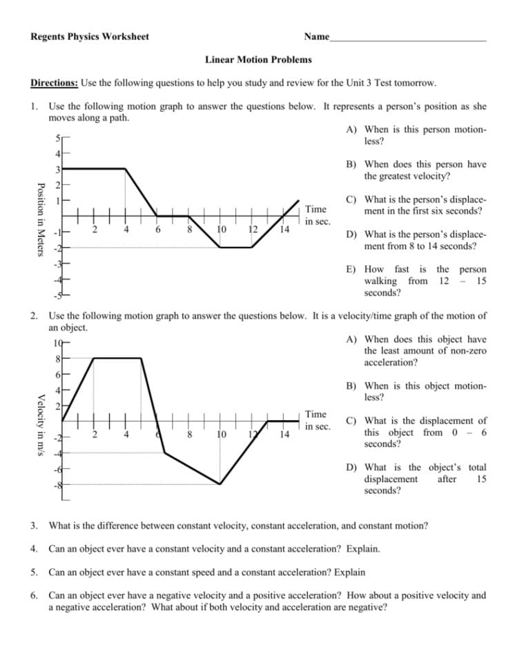 Velocity Time Graph Questions And Answers