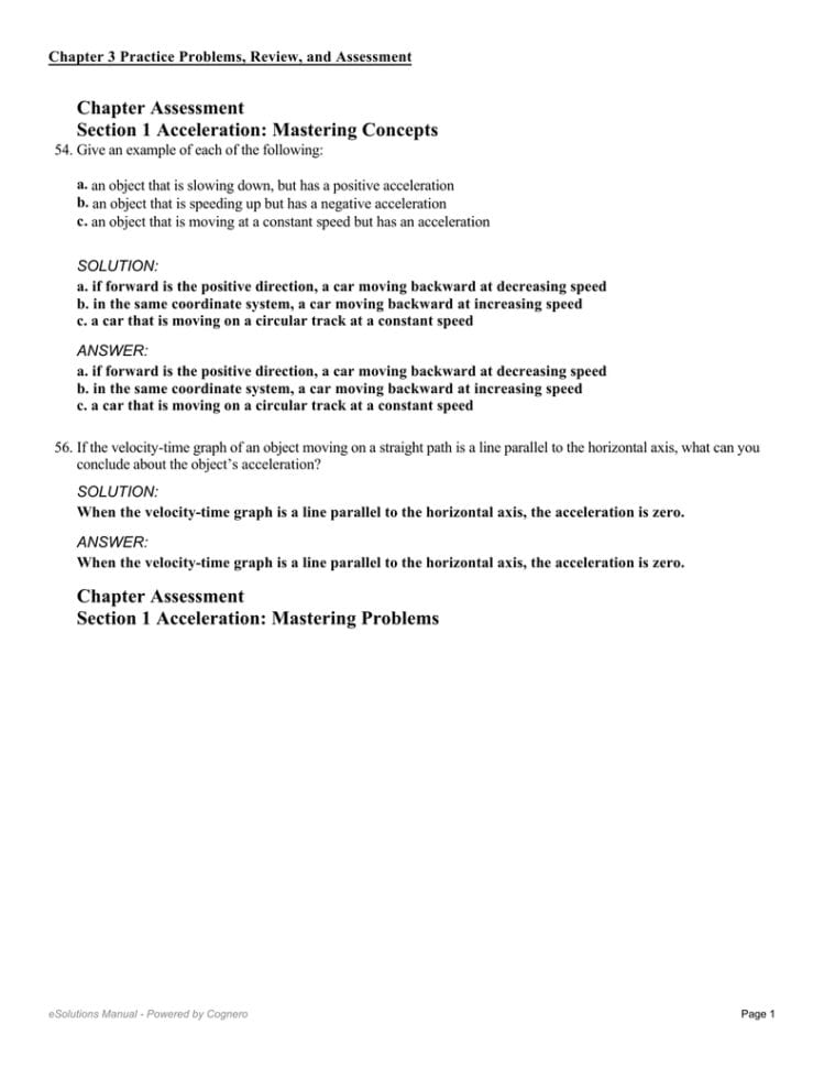 Velocity Time Graph Questions And Answers