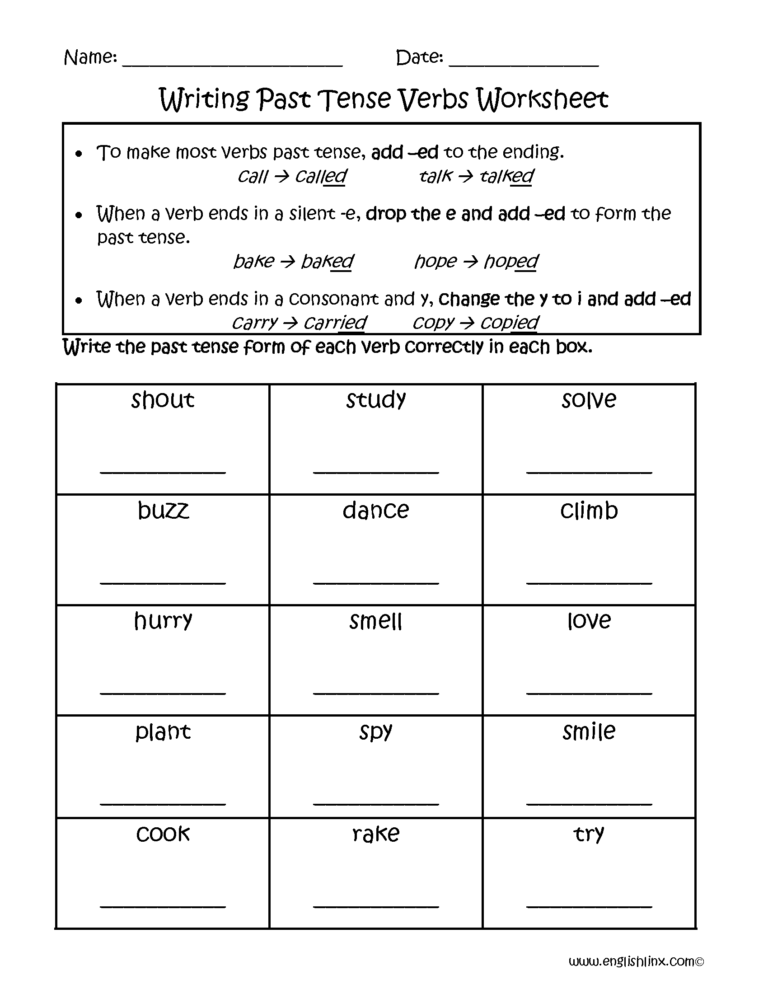 Worksheet Verbs In The Preterite Answers