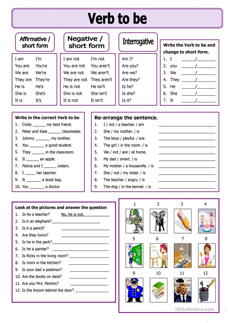 Verb To Be  English Esl Worksheets