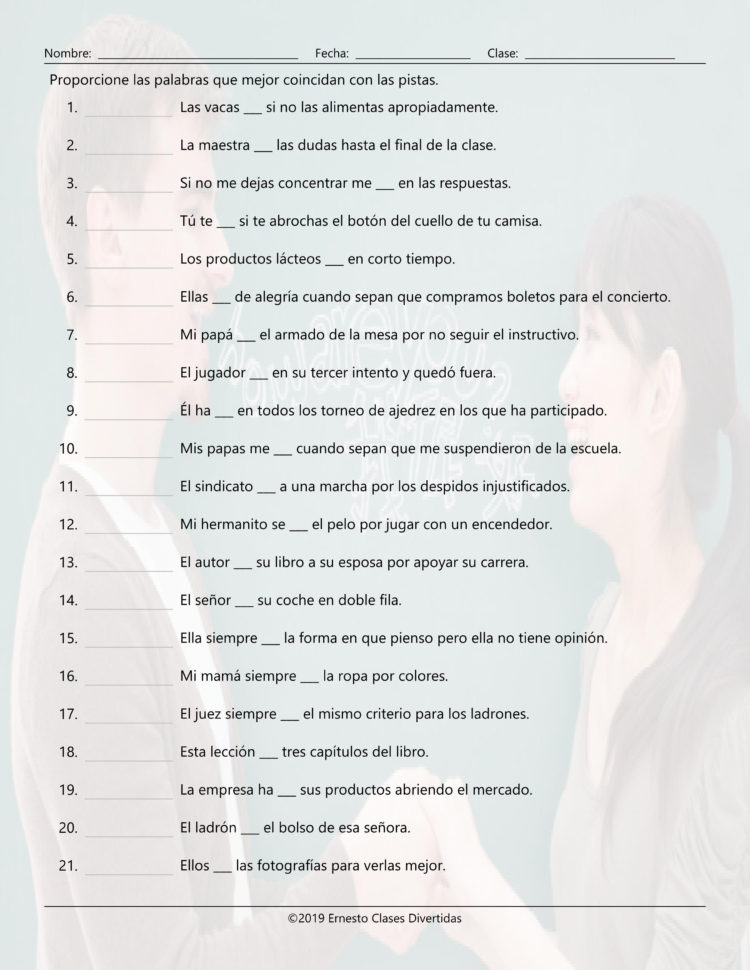 Verbs Ending In Car 1 Matching Spanish Worksheet