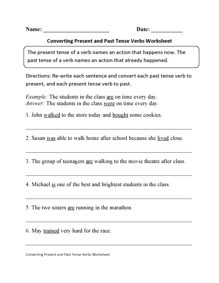 Verbs Worksheets  Verb Tenses Worksheets