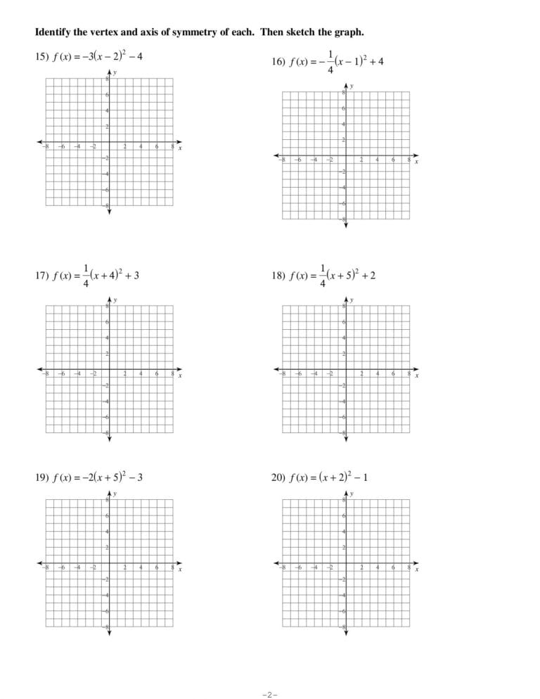 Graphing Parabolas In Vertex Form Worksheet — Db-excel.com