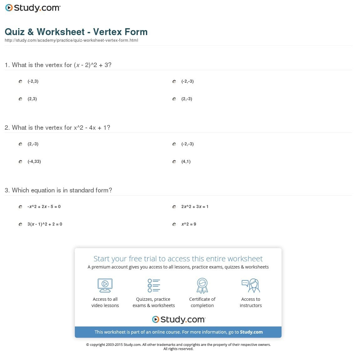 Studying form. What Standard form.