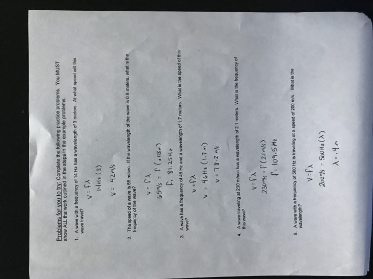 Waves Worksheet Answer Key Physics