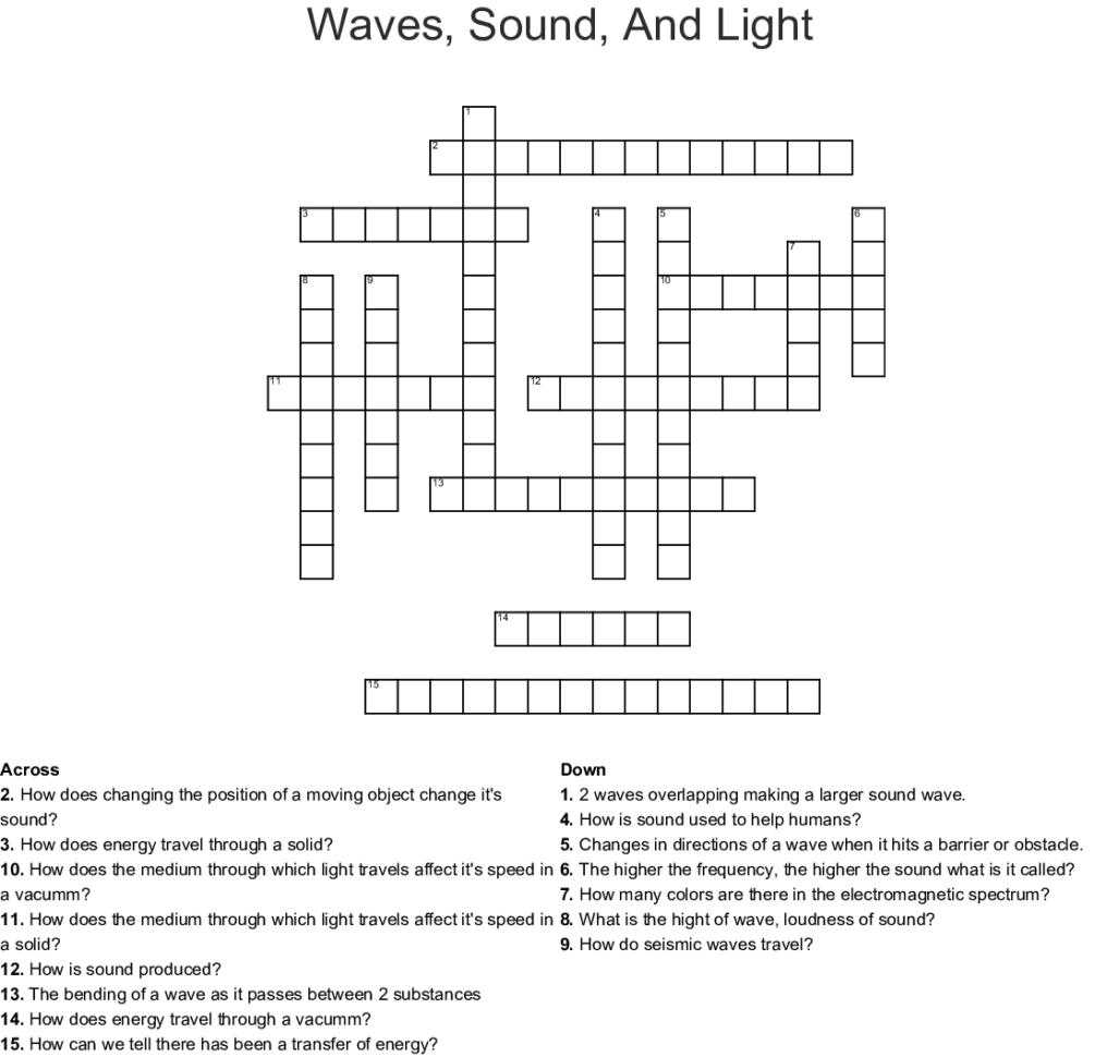 Ves Sound And Light Crossword  Word